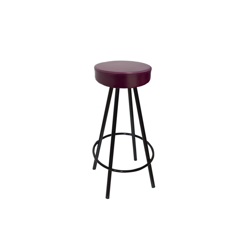 Taburete KISEN, epoxi negro, similpiel berenjena