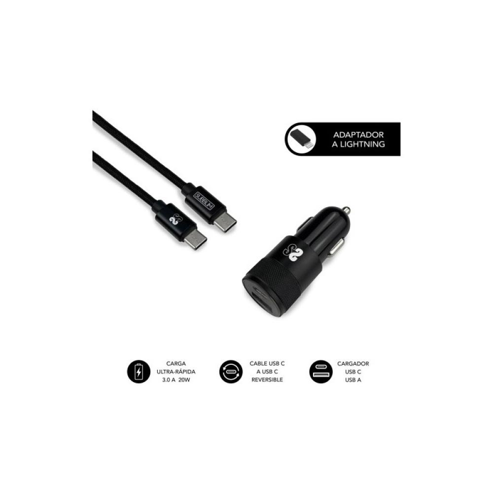 SUBBLIM - SUBCHG-5CPD11 cargador de dispositivo móvil Smartphone Negro Encendedor de cigarrillos, USB Carga rápida Auto