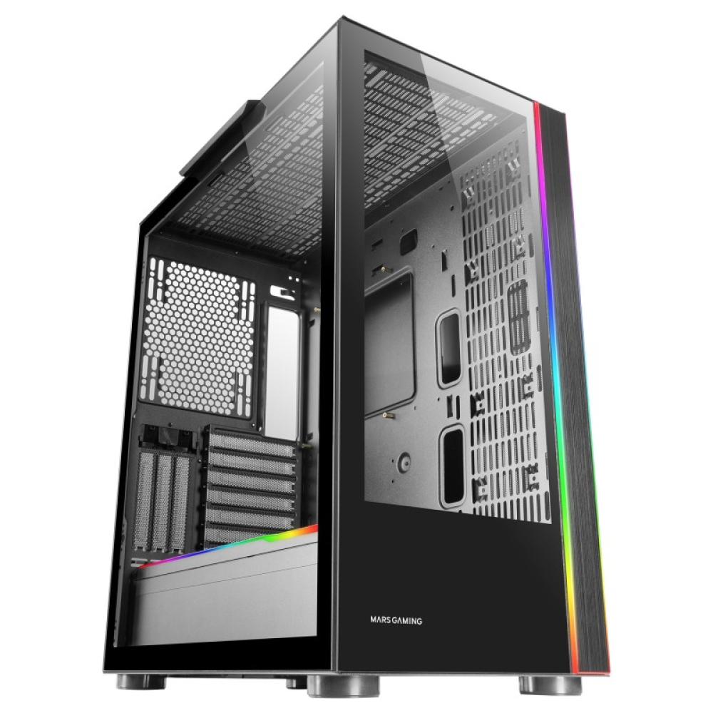 Mars Gaming - MC-ULTRA, Torre Gaming Custom XXL E-ATX, Doble Tira LED ARGB, Doble Ventana Cristal Templado, Estructura - MCULTRA