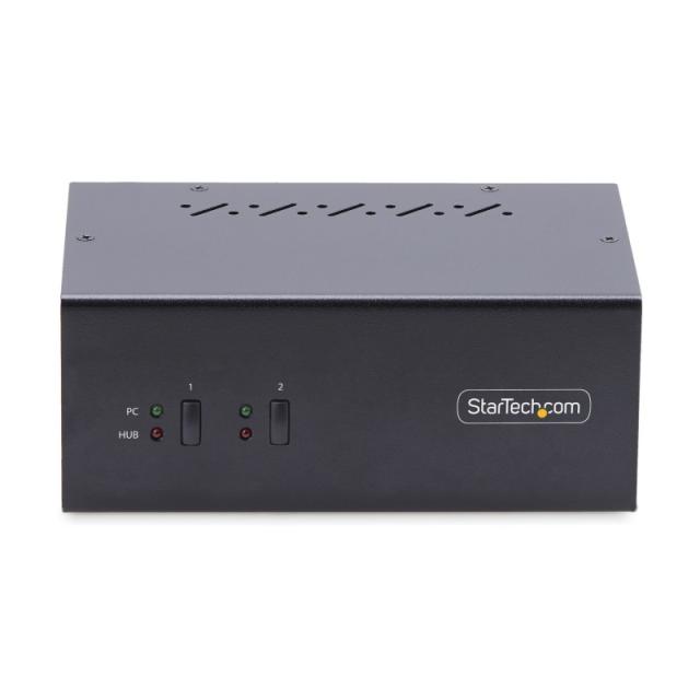 StarTech.com - Switch KVM de 2 Puertos DisplayPort para 2 Monitores - Conmutador KVM 4K60Hz - Hub Ladrón 2x USB 5Gb - Hub 2x USB