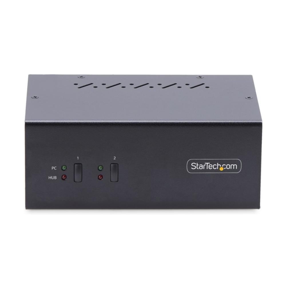 StarTech.com - Switch KVM de 2 Puertos DisplayPort para 2 Monitores - Conmutador KVM 4K60Hz - Hub Ladrón 2x USB 5Gb - Hub 2x USB