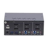 StarTech.com - Switch KVM de 2 Puertos DisplayPort para 2 Monitores - Conmutador KVM 4K60Hz - Hub Ladrón 2x USB 5Gb - Hub 2x USB
