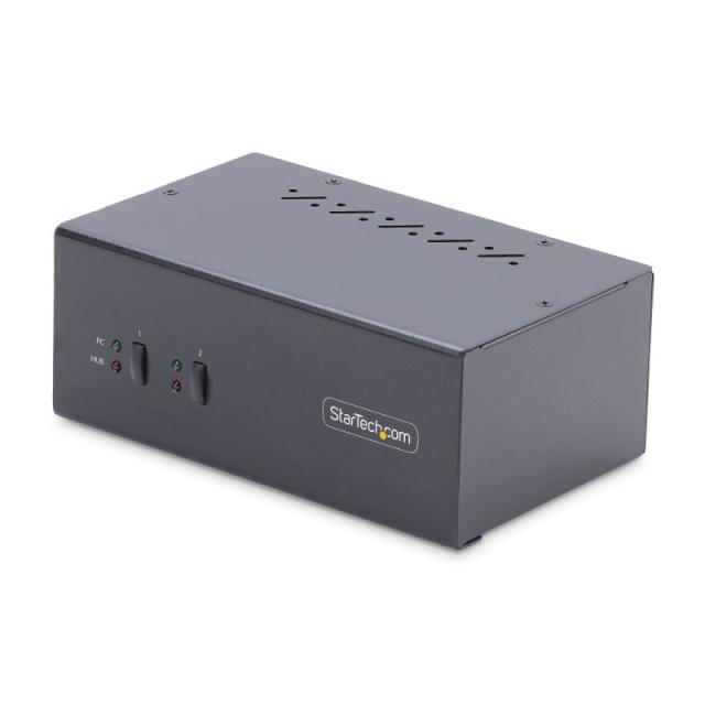 StarTech.com - Switch KVM de 2 Puertos DisplayPort para 2 Monitores - Conmutador KVM 4K60Hz - Hub Ladrón 2x USB 5Gb - Hub 2x USB