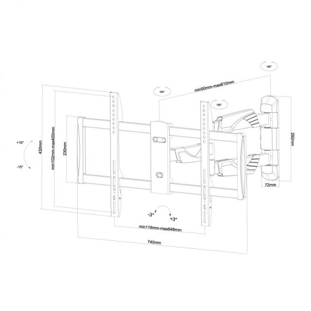 Neomounts - NM-W460BLACK Soporte de pared para TV 32-60" - movimiento completo