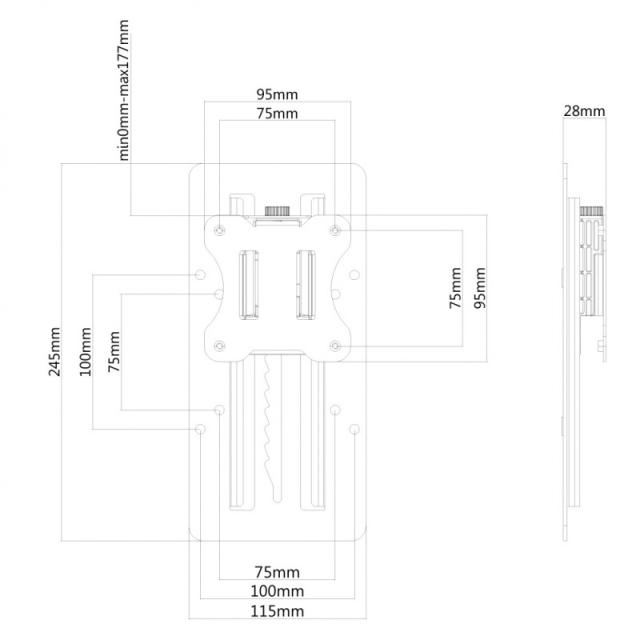 Neomounts - FPMA-LIFT100BLACK Adaptador VESA altura ajustable - universal