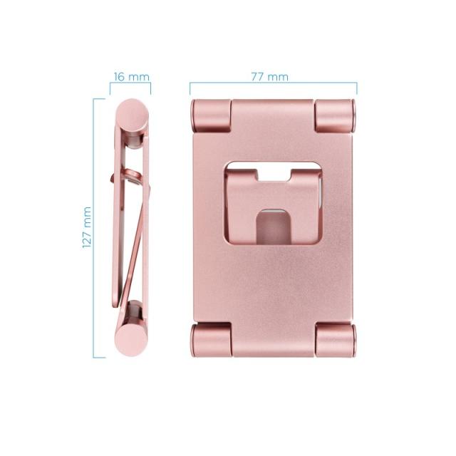 TooQ - Soporte de sobremesa ajustable para teléfono / tablet hasta 10”, Rosa Velvet
