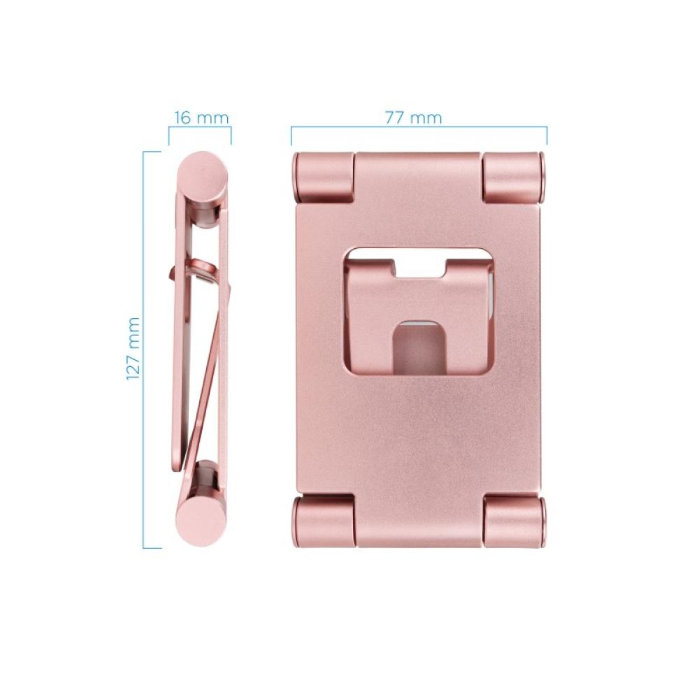 TooQ - Soporte de sobremesa ajustable para teléfono / tablet hasta 10”, Rosa Velvet