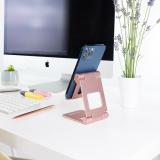 TooQ - Soporte de sobremesa ajustable para teléfono / tablet hasta 10”, Rosa Velvet