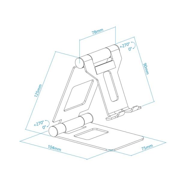 TooQ - Soporte de sobremesa ajustable para teléfono / tablet hasta 10”, Rosa Velvet