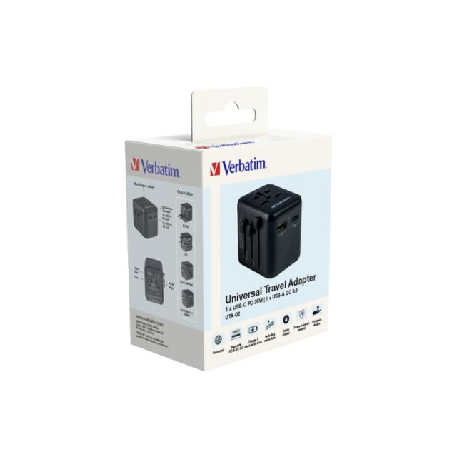 Verbatim - 49544 adaptador de enchufe eléctrico Universal Negro