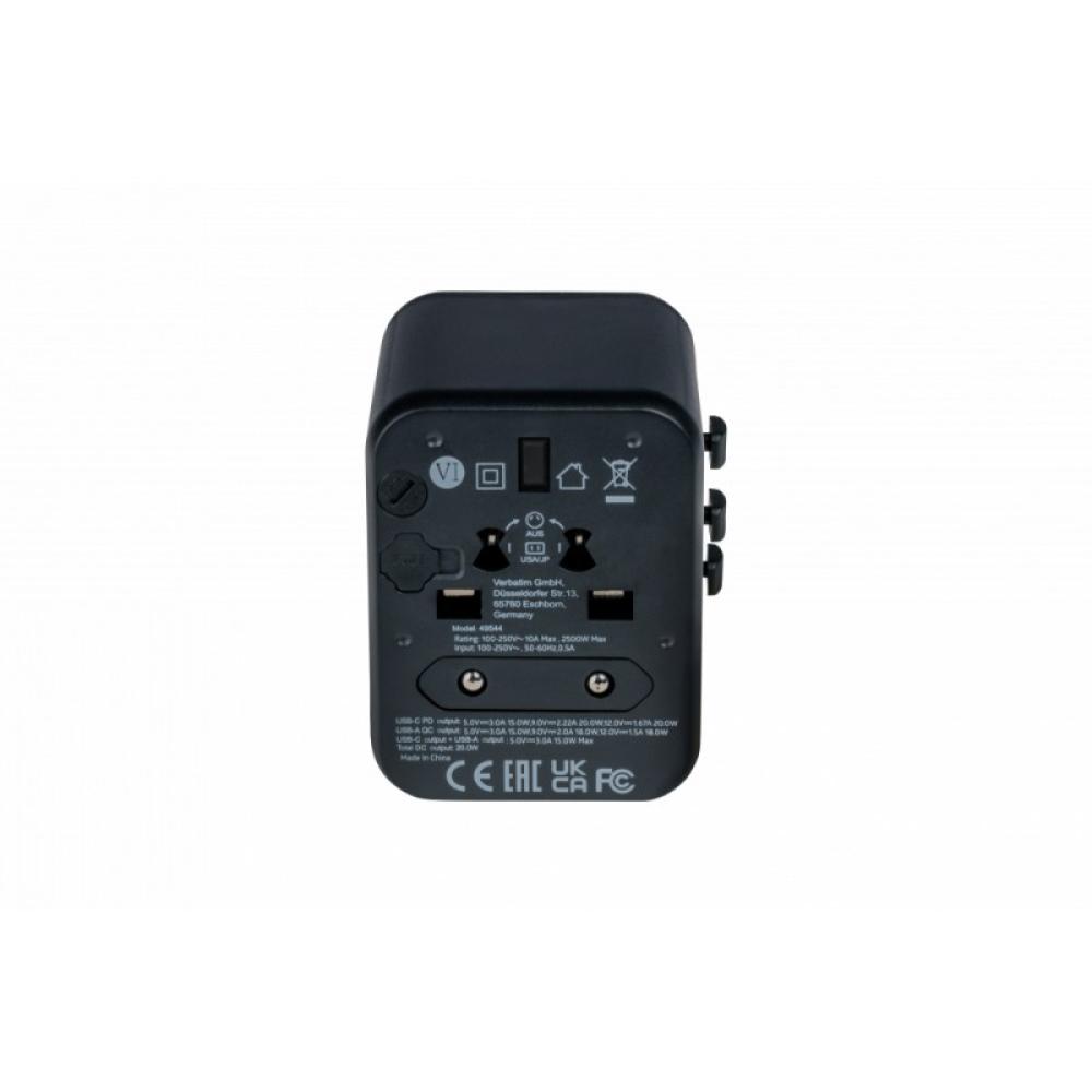 Verbatim - 49544 adaptador de enchufe eléctrico Universal Negro