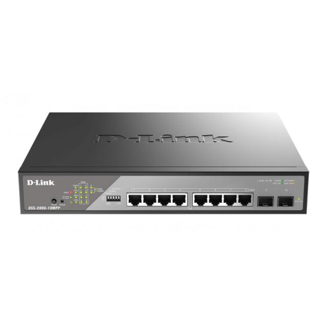 D-Link - DSS-200G-10MPP/E switch Gestionado L2 Gigabit Ethernet (10/100/1000) Energía sobre Ethernet (PoE) 1U Gris