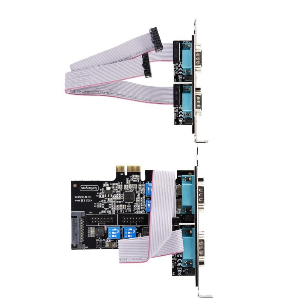 StarTech.com - Tarjeta Serie PCI Express de 4 Puertos DB9 - Serial RS232/RS422/RS485 - TAA - UART 16C1050 - ESD de Nivel 4 - con