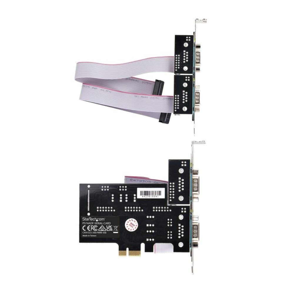 StarTech.com - Tarjeta Serie PCI Express de 4 Puertos DB9 - Serial RS232/RS422/RS485 - TAA - UART 16C1050 - ESD de Nivel 4 - con