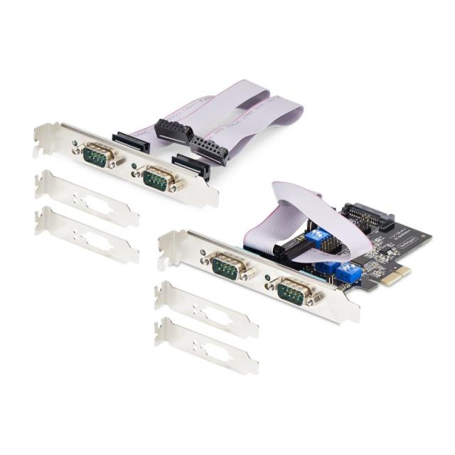 StarTech.com - Tarjeta Serie PCI Express de 4 Puertos DB9 - Serial RS232/RS422/RS485 - TAA - UART 16C1050 - ESD de Nivel 4 - con