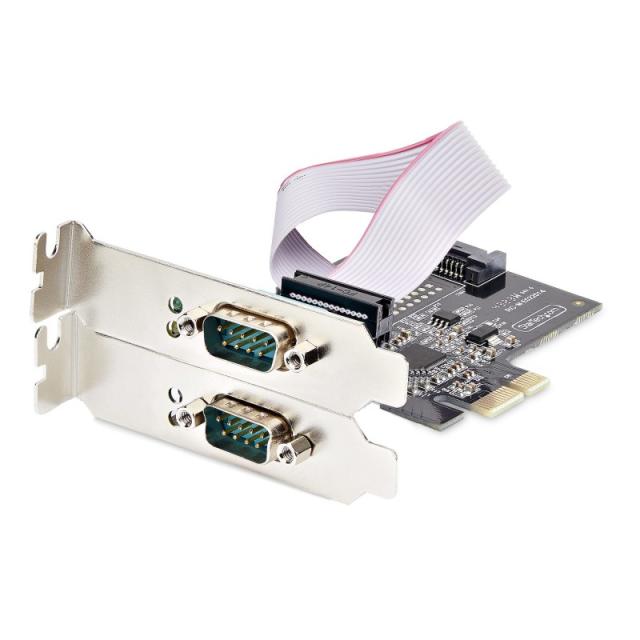 StarTech.com - Tarjeta Serie PCIe de 2 Puertos - Tarjeta Serial PCI Express de 2 Puertos DB9 RS232/RS422/RS485 -Incluye Brackets