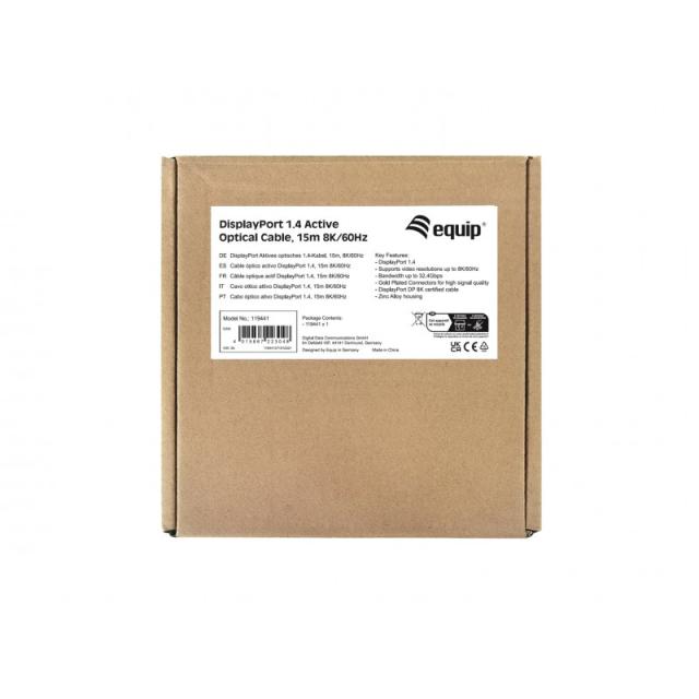 Equip - 119441 Cable óptico activo DisplayPort 1.4, 15 m, 8K/60 Hz