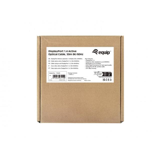 Equip - 119445 Cable óptico activo DisplayPort 1.4, 50 m, 8K/60 Hz