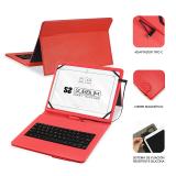 SUBBLIM - Funda con Teclado Micro USB - USB C KEYTAB PRO USB 10,1" Red