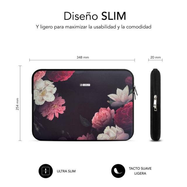SUBBLIM - Funda Ordenador Neopreno Trendy Sleeve Neo Flowers 13,3-14"