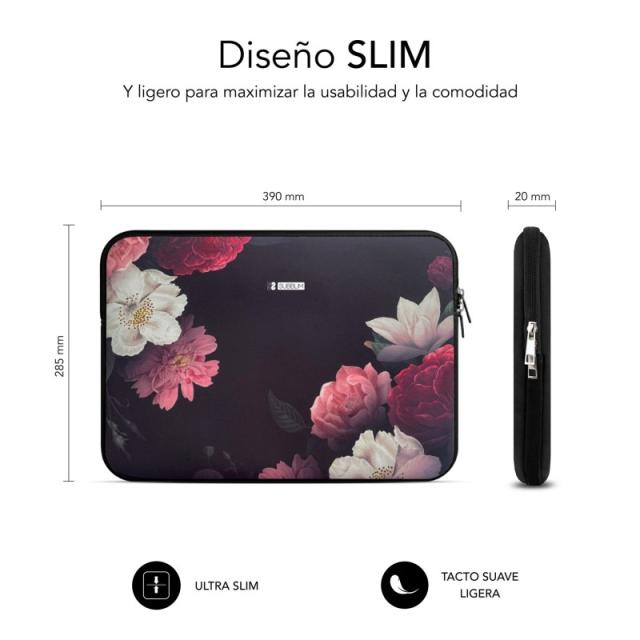 SUBBLIM - Funda Ordenador Neopreno Trendy Sleeve Neo Flowers 15,6"