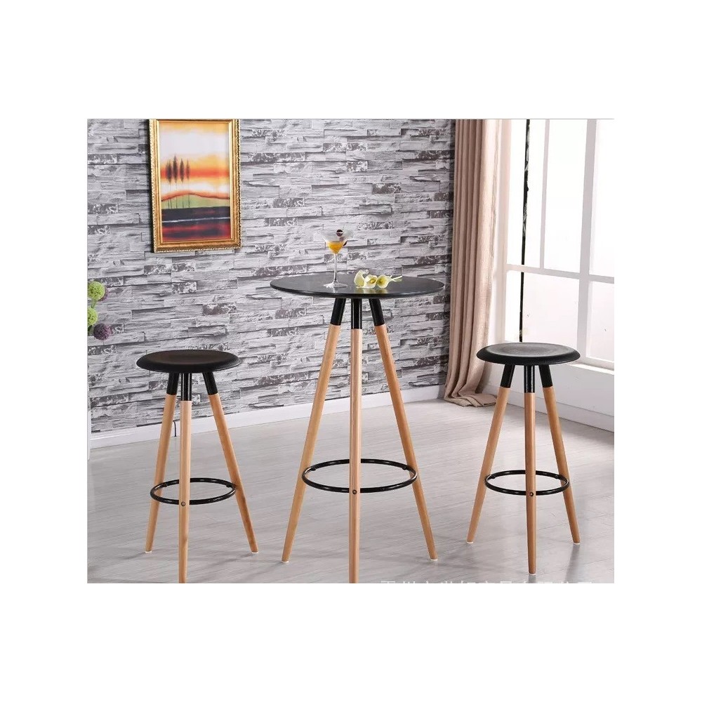 Taburete OTILIO NEW, madera, polipropileno negro