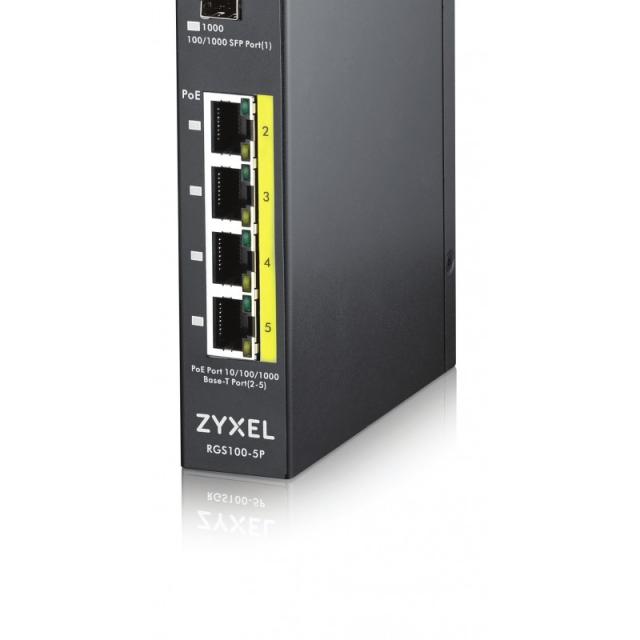 Zyxel - RGS100-5P No administrado L2 Gigabit Ethernet (10/100/1000) Energía sobre Ethernet (PoE) Negro