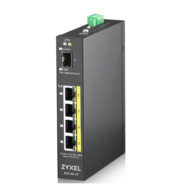 Zyxel - RGS100-5P No administrado L2 Gigabit Ethernet (10/100/1000) Energía sobre Ethernet (PoE) Negro