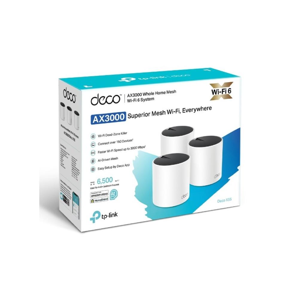 TP-Link - DECO X55 (3-Pack) Doble banda (2,4 GHz / 5 GHz) Wi-Fi 6 (802.11ax) Blanco Interno