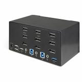 StarTech.com - Switch Conmutador KVM de 2 Puertos DisplayPort 4K para 3 Monitores - Vídeo de 4K y 60Hz Ultra HD - HDR - Hub Ladr