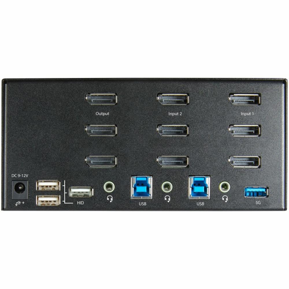 StarTech.com - Switch Conmutador KVM de 2 Puertos DisplayPort 4K para 3 Monitores - Vídeo de 4K y 60Hz Ultra HD - HDR - Hub Ladr
