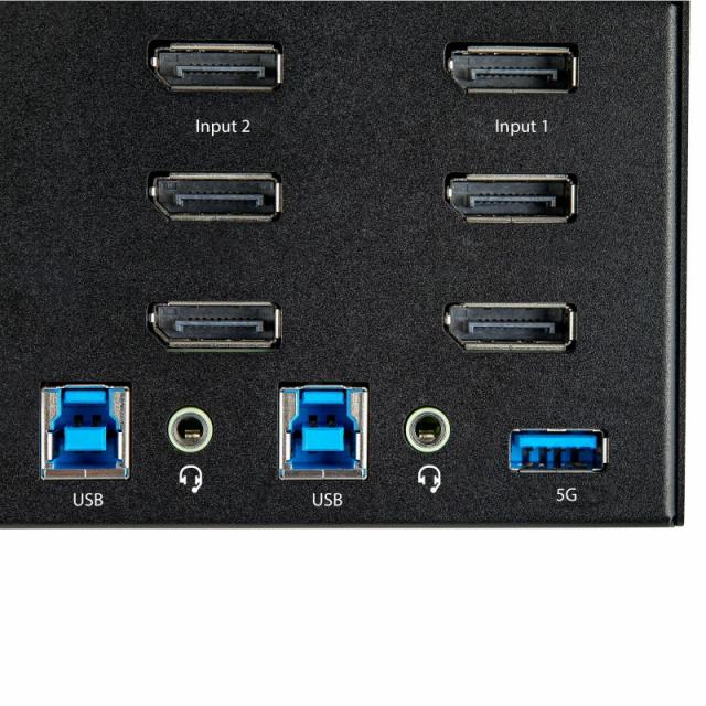StarTech.com - Switch Conmutador KVM de 2 Puertos DisplayPort 4K para 3 Monitores - Vídeo de 4K y 60Hz Ultra HD - HDR - Hub Ladr