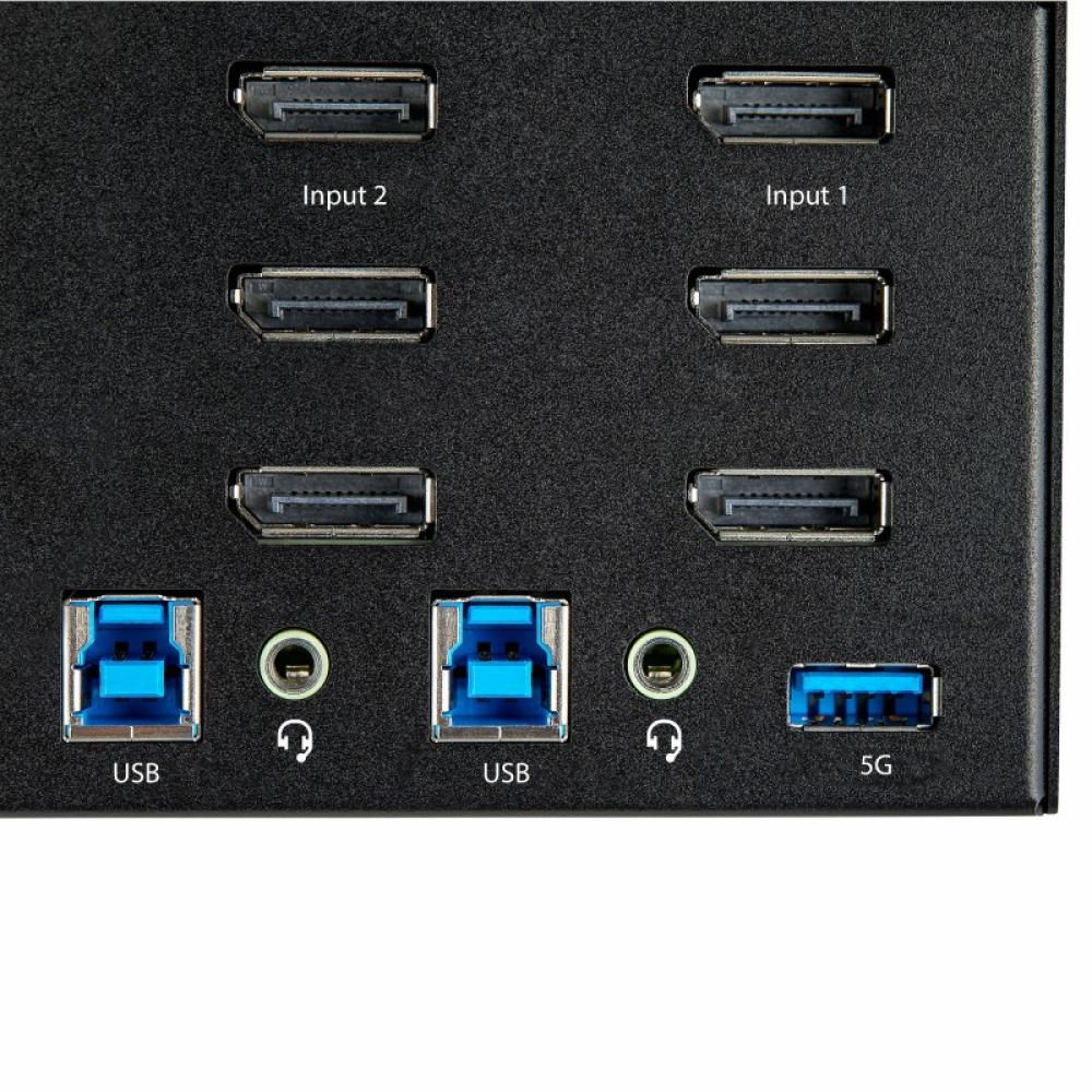 StarTech.com - Switch Conmutador KVM de 2 Puertos DisplayPort 4K para 3 Monitores - Vídeo de 4K y 60Hz Ultra HD - HDR - Hub Ladr