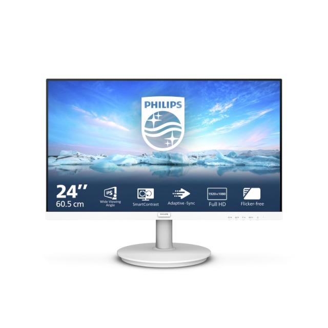 Philips - V Line 241V8AW/00 pantalla para PC 60,5 cm (23.8") 1920 x 1080 Pixeles Full HD LCD Blanco