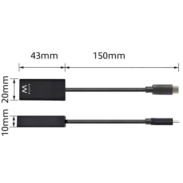 Ewent - EW9823 adaptador de cable de vídeo 0,15 m USB Tipo C HDMI tipo A (Estándar) Negro