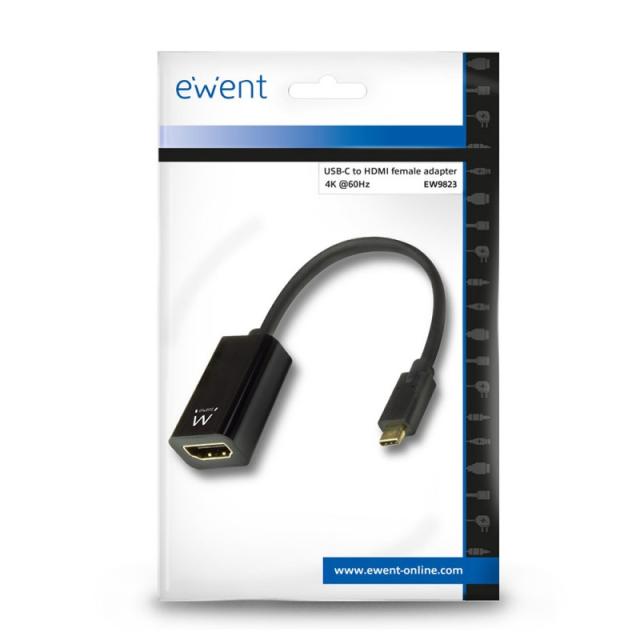Ewent - EW9823 adaptador de cable de vídeo 0,15 m USB Tipo C HDMI tipo A (Estándar) Negro
