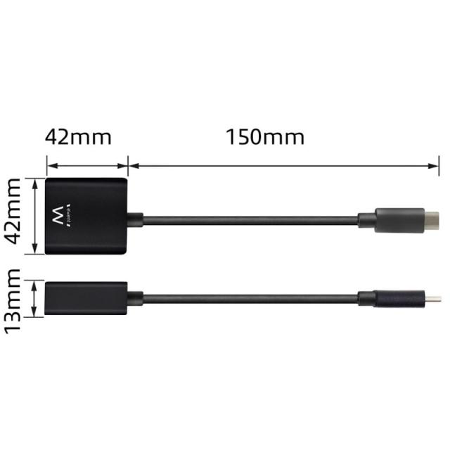 Ewent - EW9825 adaptador de cable de vídeo 0,15 m USB Tipo C DisplayPort Negro