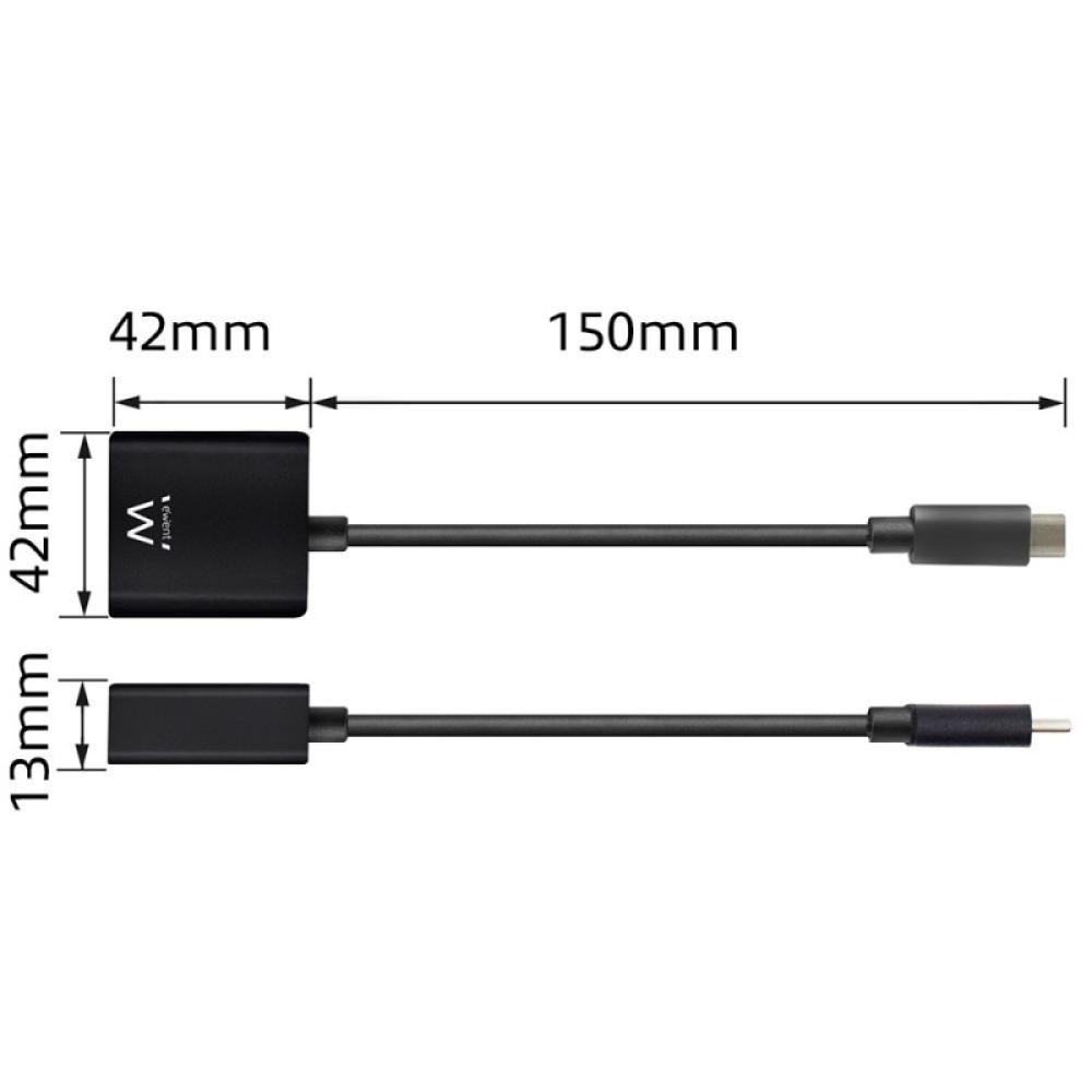 Ewent - EW9825 adaptador de cable de vídeo 0,15 m USB Tipo C DisplayPort Negro