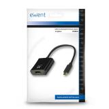 Ewent - EW9825 adaptador de cable de vídeo 0,15 m USB Tipo C DisplayPort Negro