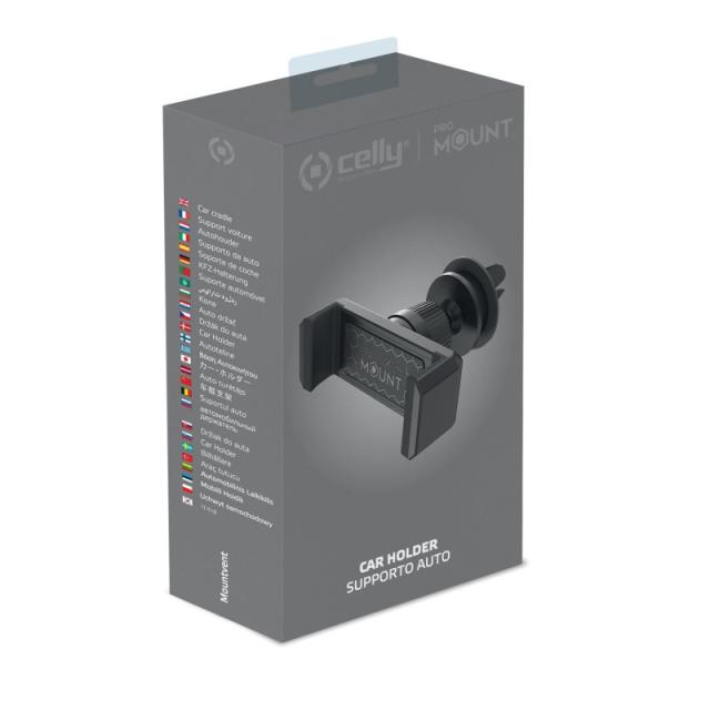 Celly - MOUNTVENTBK soporte Soporte pasivo Teléfono móvil/smartphone Negro