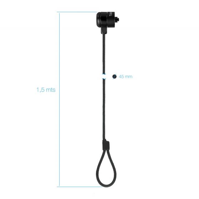 TooQ - Cable de Seguridad con Llave para Portátiles 1.5 metros, Gris Oscuro