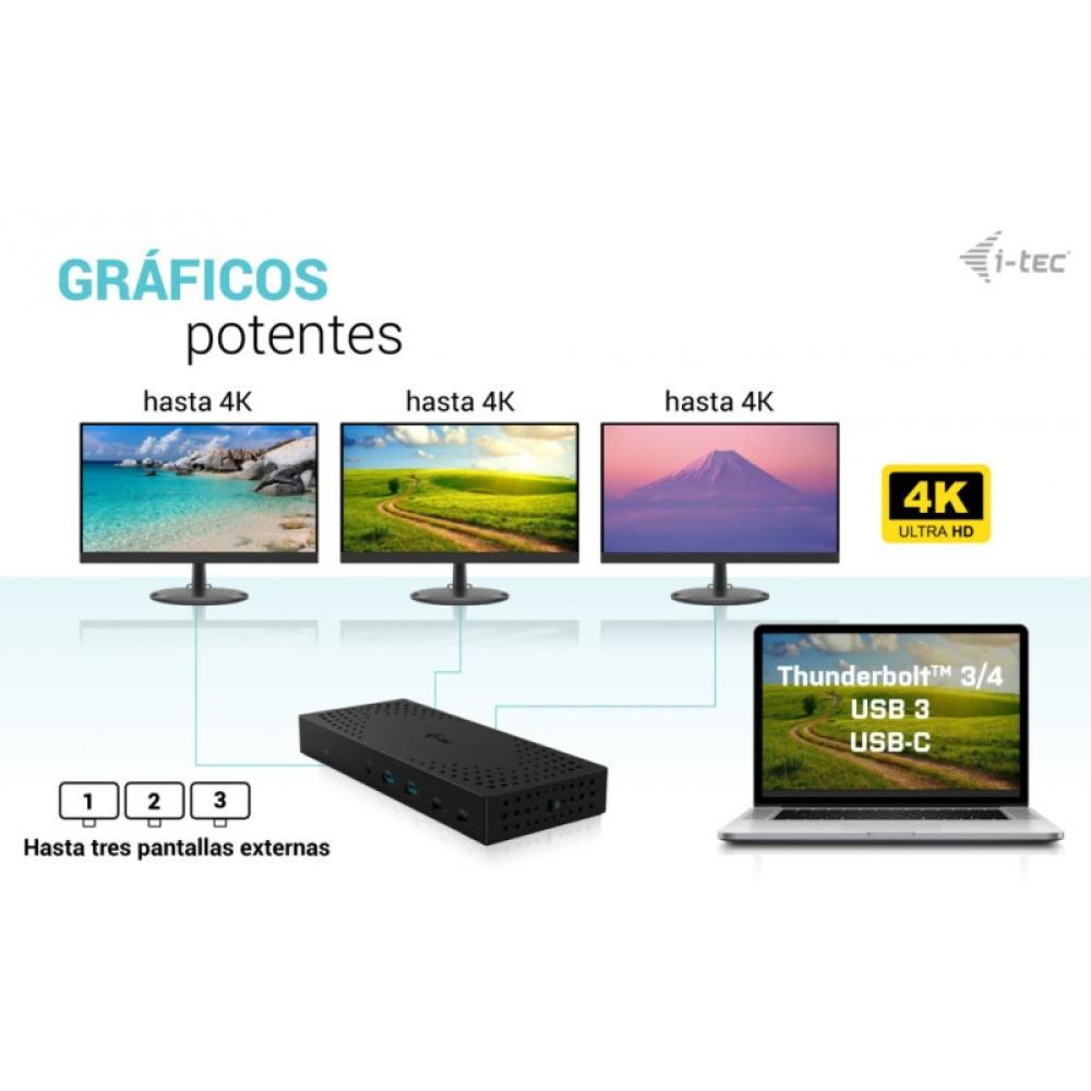 i-tec - USB 3.0 / USB-C / Thunderbolt, 3x 4K Docking Station Gen 2 + Power Delivery 100W