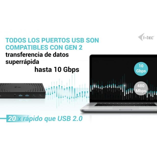 i-tec - USB 3.0 / USB-C / Thunderbolt, 3x 4K Docking Station Gen 2 + Power Delivery 100W