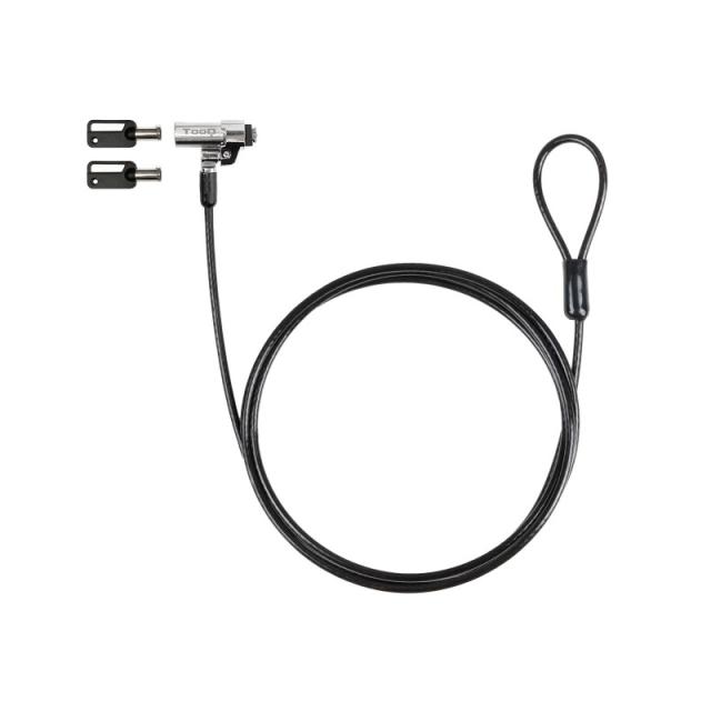TooQ - Cable de Seguridad Tipo NANO con Llave para Portátiles 1.5 metros, Gris Oscuro