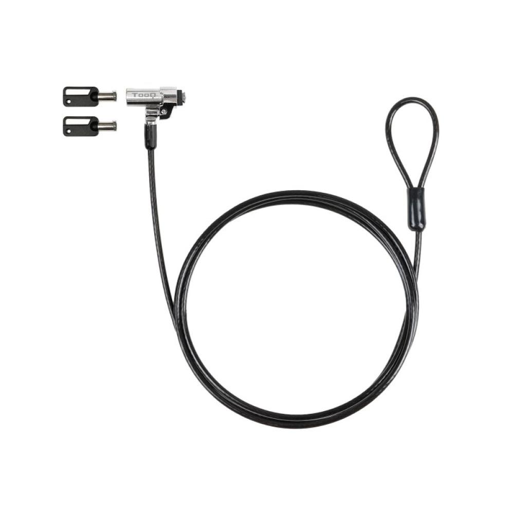 TooQ - Cable de Seguridad Tipo NANO con Llave para Portátiles 1.5 metros, Gris Oscuro