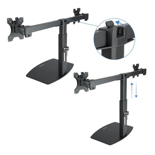 TooQ - Soporte de mesa para 2 pantallas (monitor / plasma / LCD / LED) 17"-27"