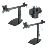 TooQ - Soporte de mesa para 2 pantallas (monitor / plasma / LCD / LED) 17"-27"