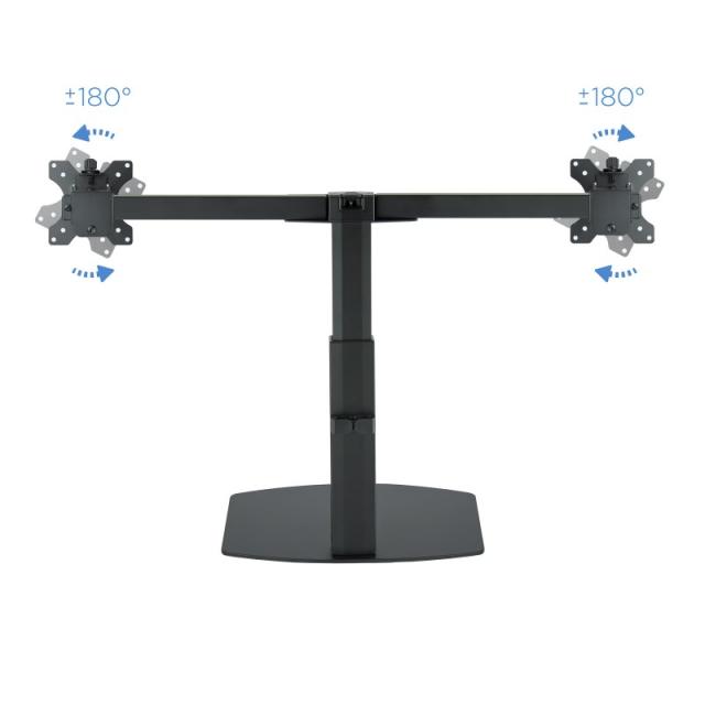 TooQ - Soporte de mesa para 2 pantallas (monitor / plasma / LCD / LED) 17"-27"