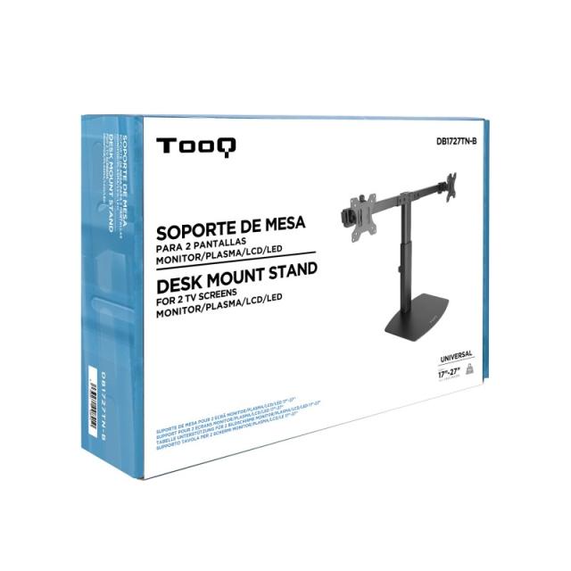 TooQ - Soporte de mesa para 2 pantallas (monitor / plasma / LCD / LED) 17"-27"