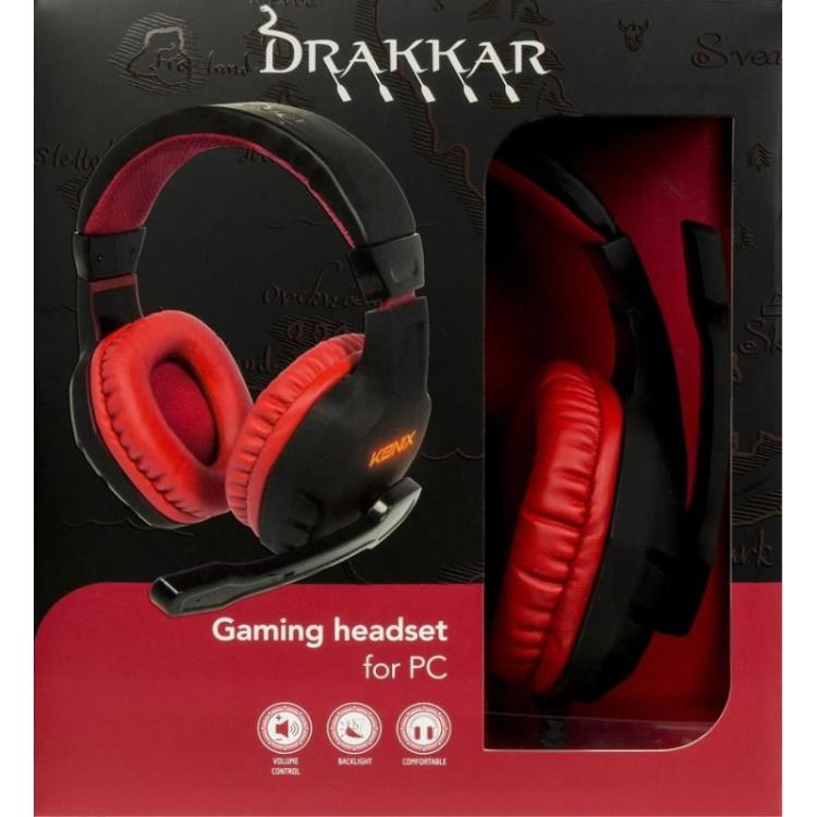 Konix - Drakkar 61881187304 auricular y casco Auriculares Alámbrico Diadema Juego Negro, Rojo